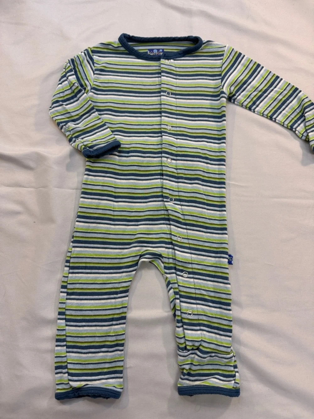 KickKee Pants - Striped Kids One Piece sleeper/romper - Picture 2 of 5
